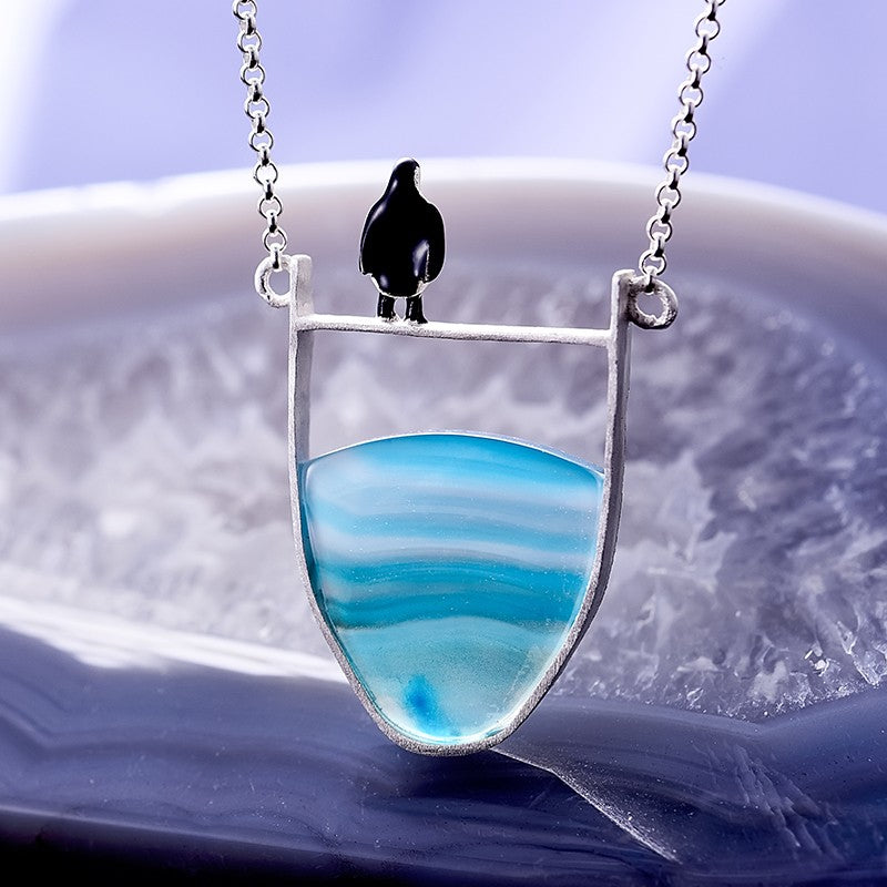 Silver Agate Pendant Necklace | Elegant Women's Jewellery-Nora Luxe