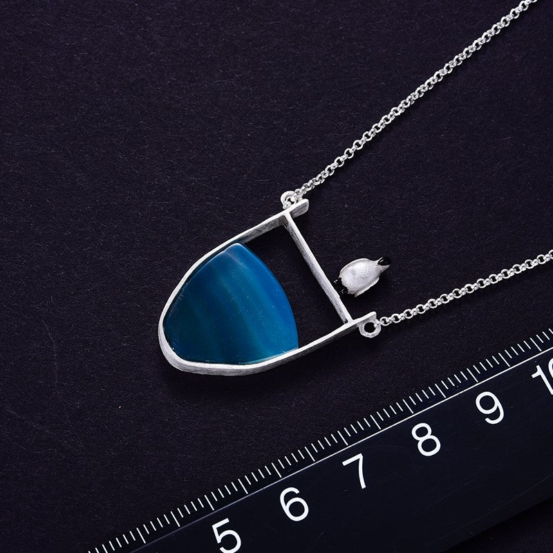 Silver Agate Pendant Necklace | Elegant Women's Jewellery-Nora Luxe