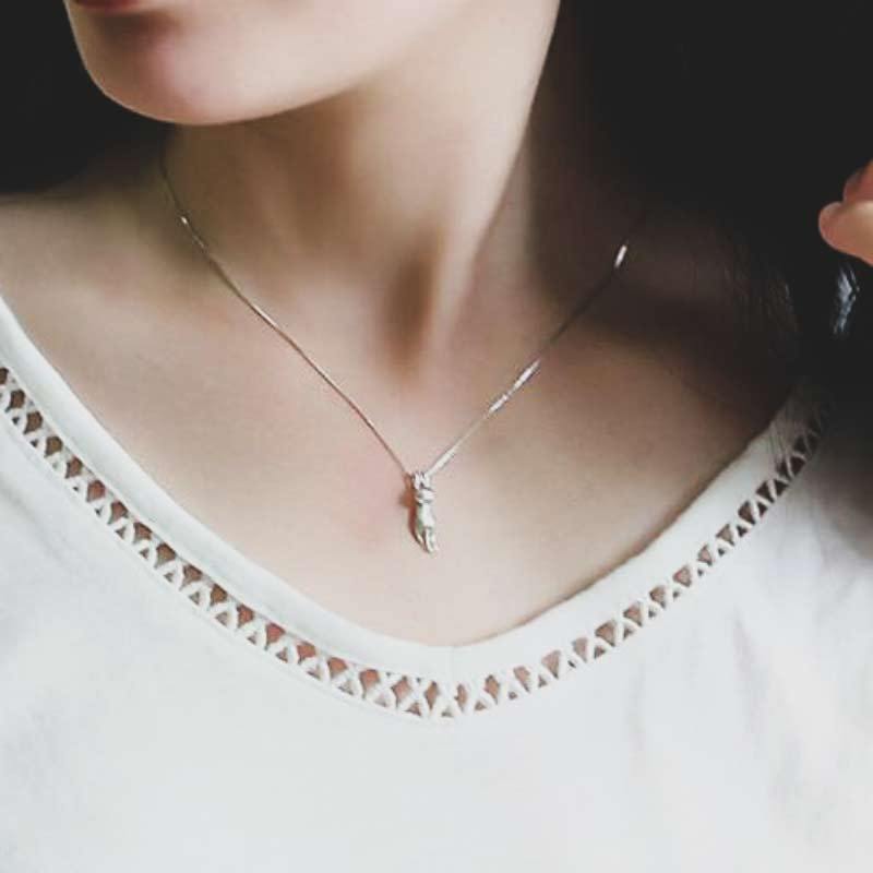 Silver Cat Pendant Necklace | 925 Sterling Silver Necklace-Nora Luxe