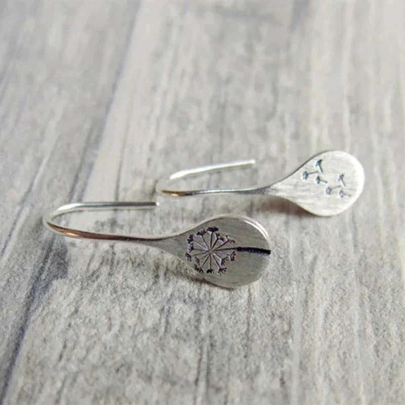 Silver Dandelion Earrings - Amira-Nora Luxe