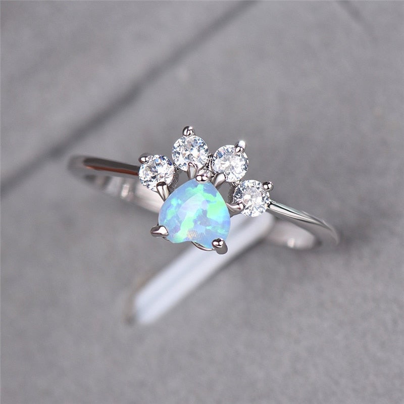 Silver Opal and Zirconia Ring - Celestine-5-Nora Luxe