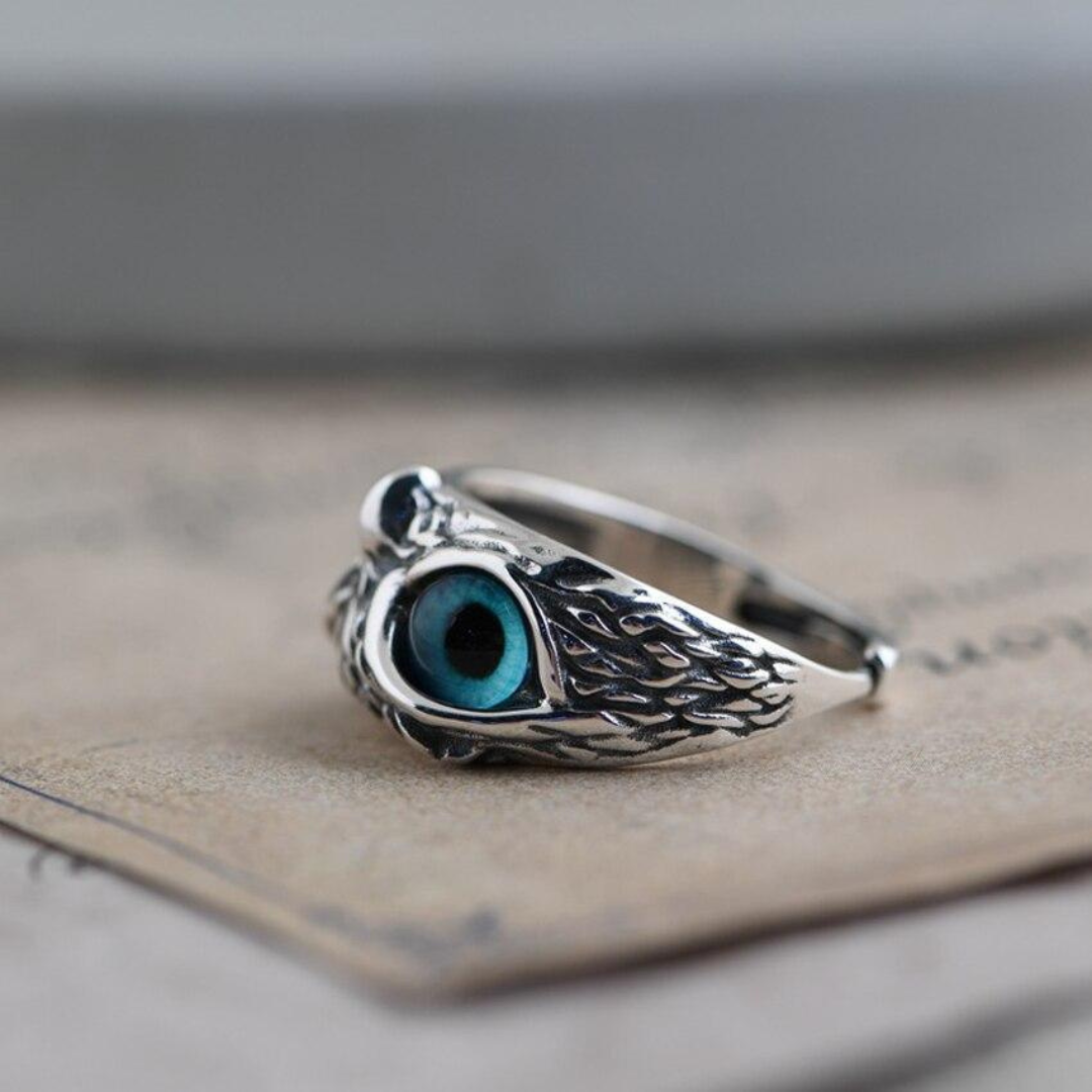 Silver Opal Owl Charm Ring - Ophelia-Nora Luxe