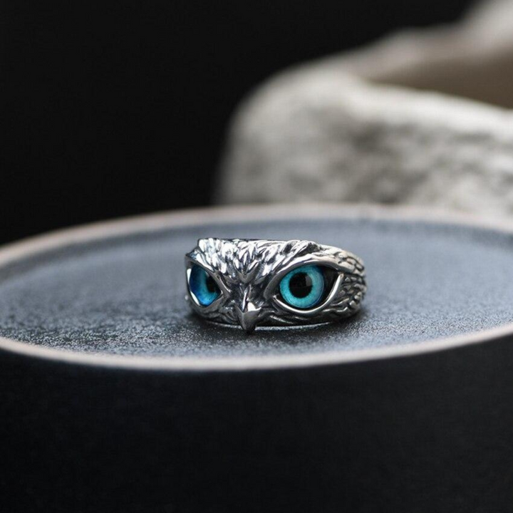 Silver Opal Owl Charm Ring - Ophelia-Nora Luxe