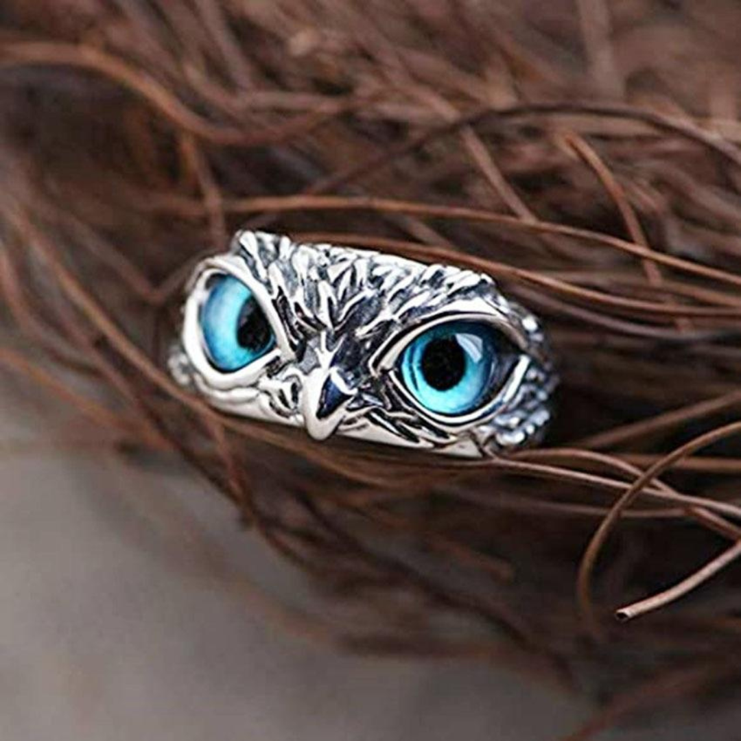 Silver Opal Owl Charm Ring - Ophelia-Nora Luxe
