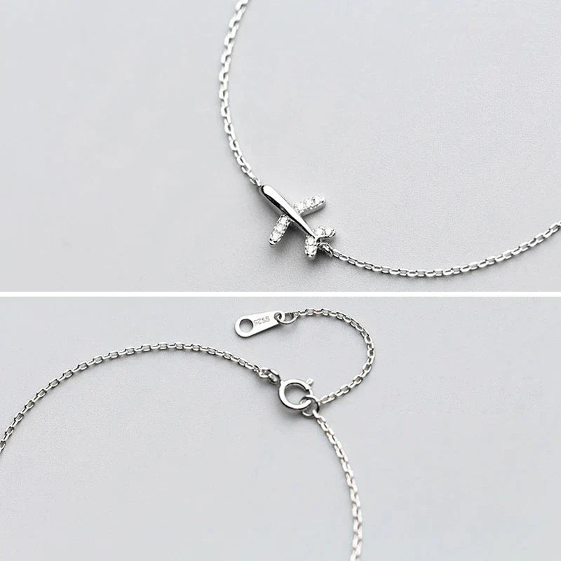 Silver Plane Bracelet | Charm for Adventurous Spirit-Nora Luxe