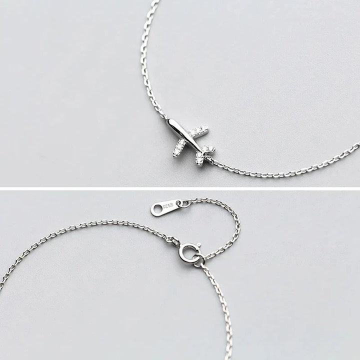 Silver Plane Bracelet | Charm for Adventurous Spirit-Nora Luxe