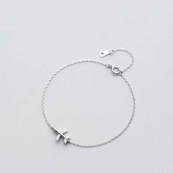Silver Plane Bracelet | Charm for Adventurous Spirit-Nora Luxe