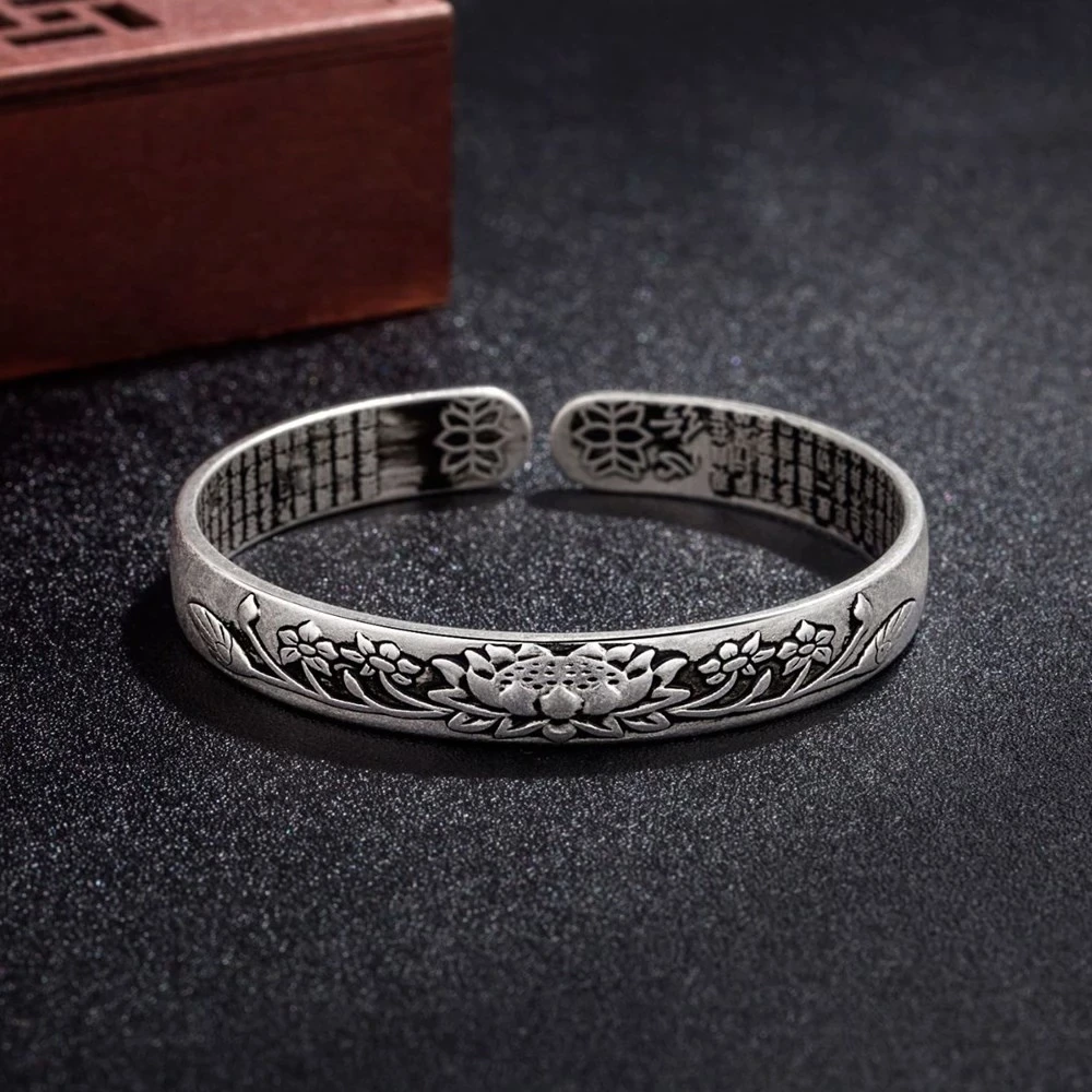 Silver Serenity Lotus Bracelet | Tranquility Accessory-Nora Luxe