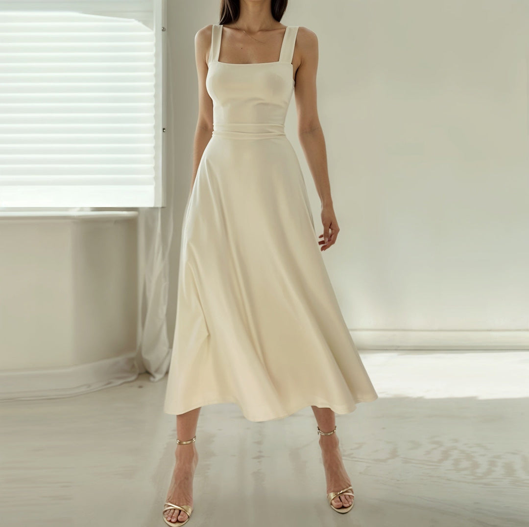 Sleeveless Airy Midi Dress with Flattering Fit – Marlene-White-XS-Nora Luxe