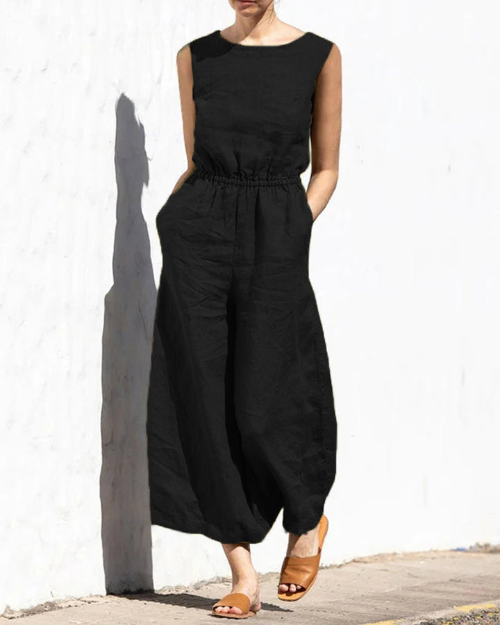 Sleeveless jumpsuit with wide leg – Aurelia-Black-S-Nora Luxe