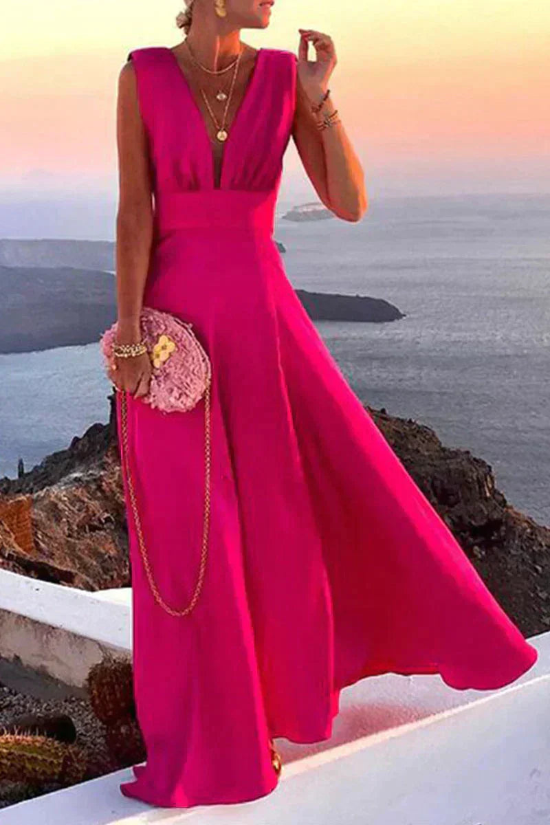 Sleeveless summer dress with print | Airy & Figure-flattering - Layla-Pink-S-Nora Luxe