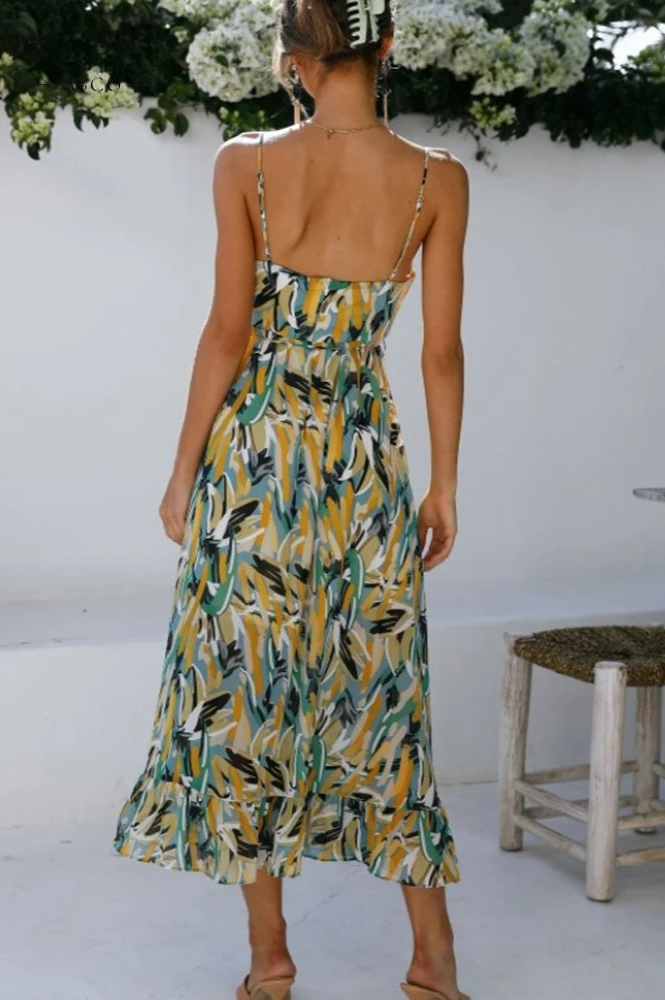 Sleeveless Summer Dress with Print – Isla-Orange-S-State of Style