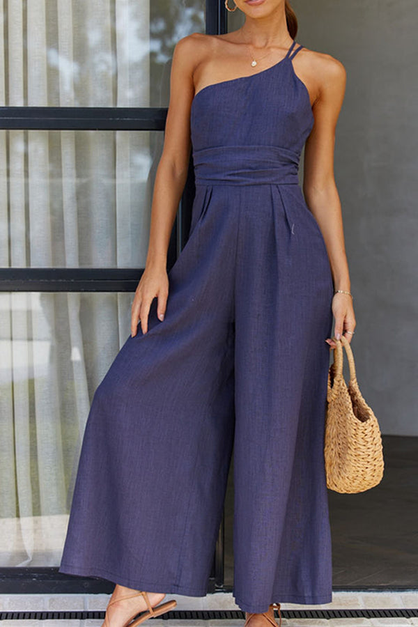 Sleeveless Women's Jumpsuit with Relaxed Fit – Mireille-Dark blue-S-Nora Luxe