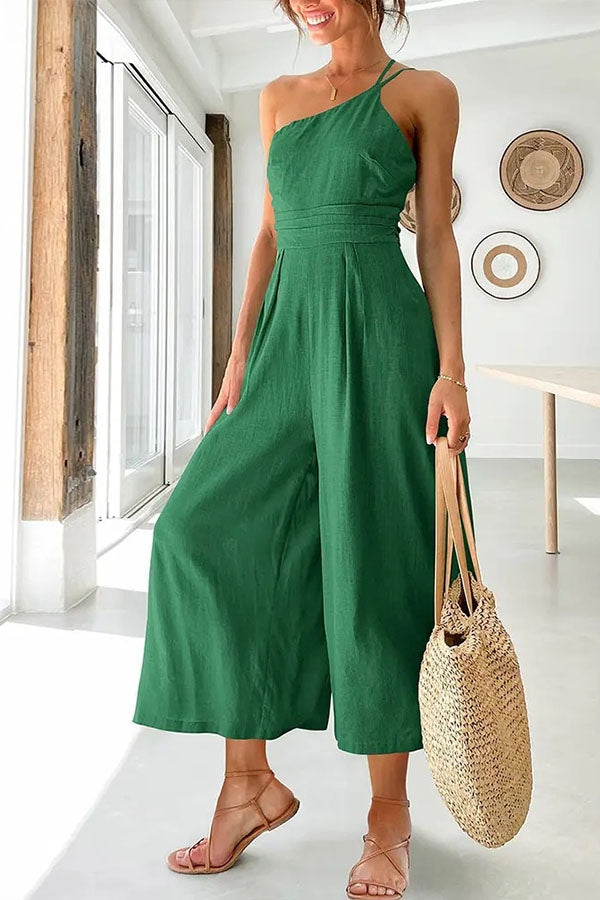 Sleeveless Women's Jumpsuit with Relaxed Fit – Mireille-Green-S-Nora Luxe