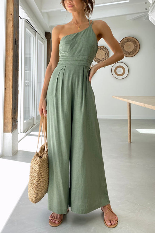 Sleeveless Women's Jumpsuit with Relaxed Fit – Mireille-Light green-S-Nora Luxe