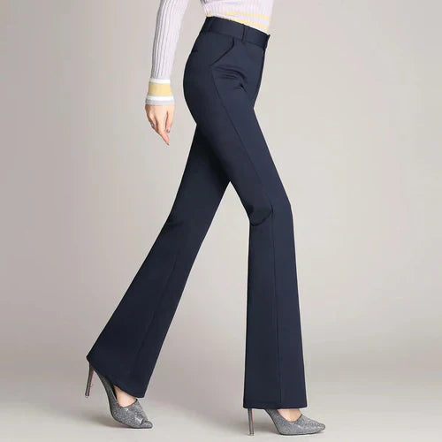 Slim Fit Flared High Waist Trousers – Mila-Black-S-The Livary