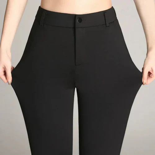 Slim Fit Flared High Waist Trousers – Mila-Black-S-The Livary