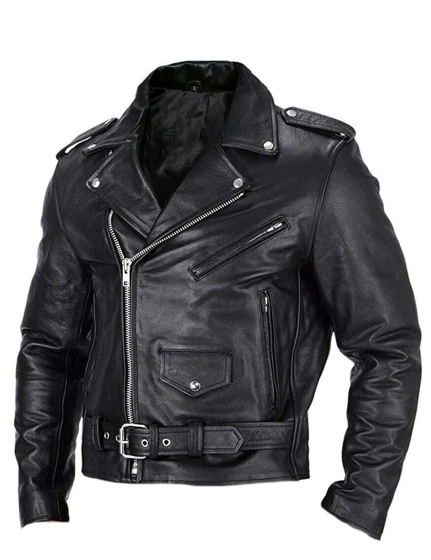 Slim Fit Leather Men's Motorcycle Jacket with Stand-up Collar - Ryder-Black-XS-Nora Luxe