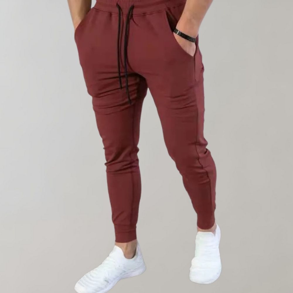 Slim Fit Men’s Jogging Trousers - Orion-Red-M-Nora Luxe
