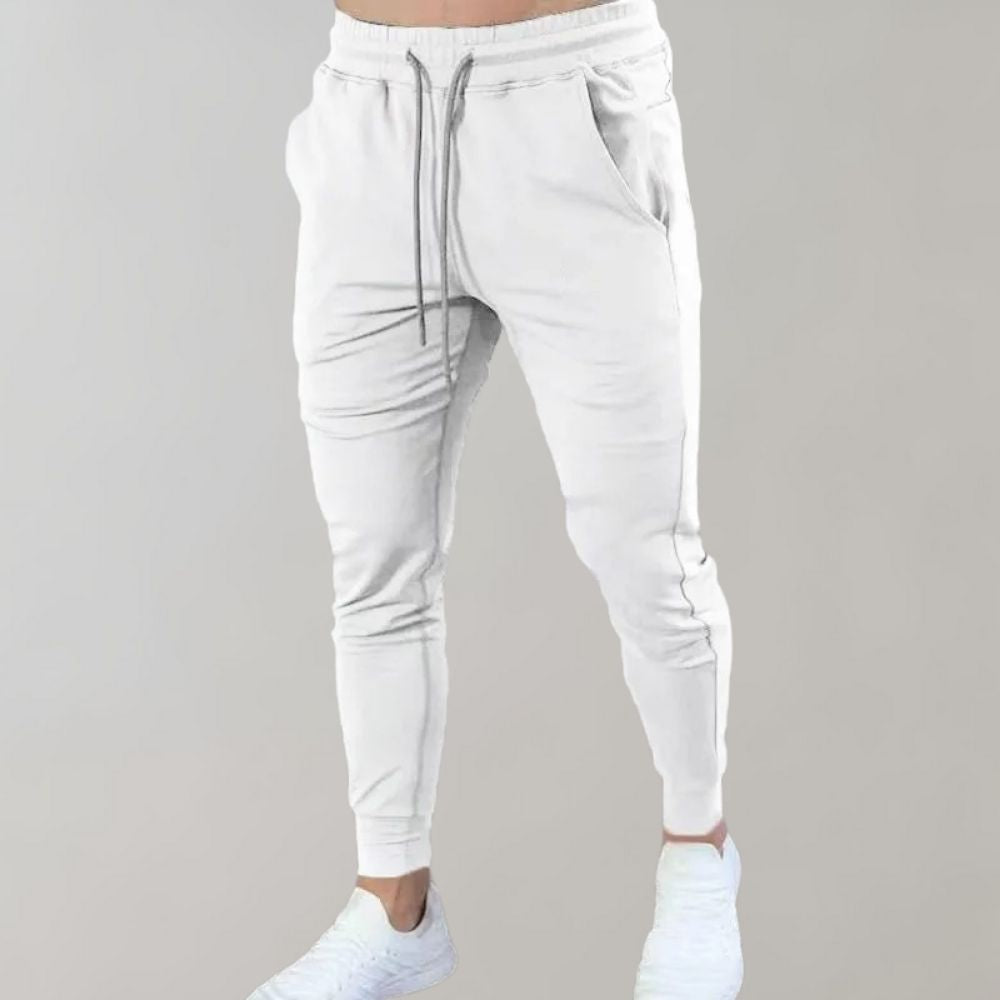 Slim Fit Men’s Jogging Trousers - Orion-White-M-Nora Luxe