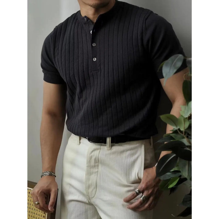 Slim Fit Men's Polo Shirt with Zip – Fabrizio-Black-S-Nora Luxe