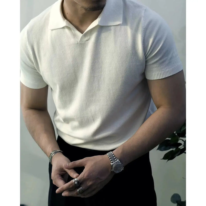 Slim Fit Men's Polo Shirt with Zip – Fabrizio-Black-S-Nora Luxe