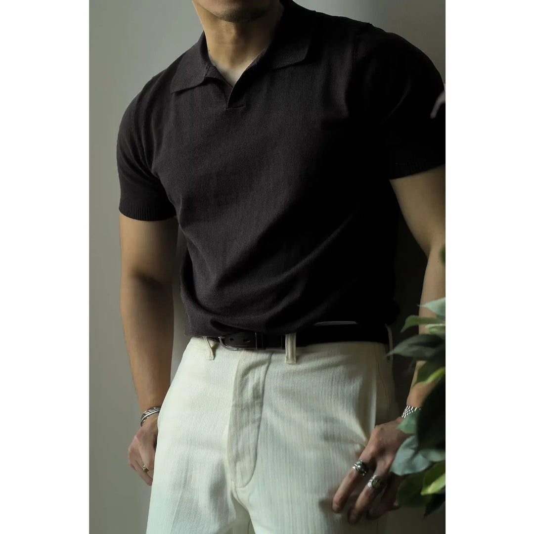 Slim Fit Men's Polo Shirt with Zip – Fabrizio-Black-S-Nora Luxe