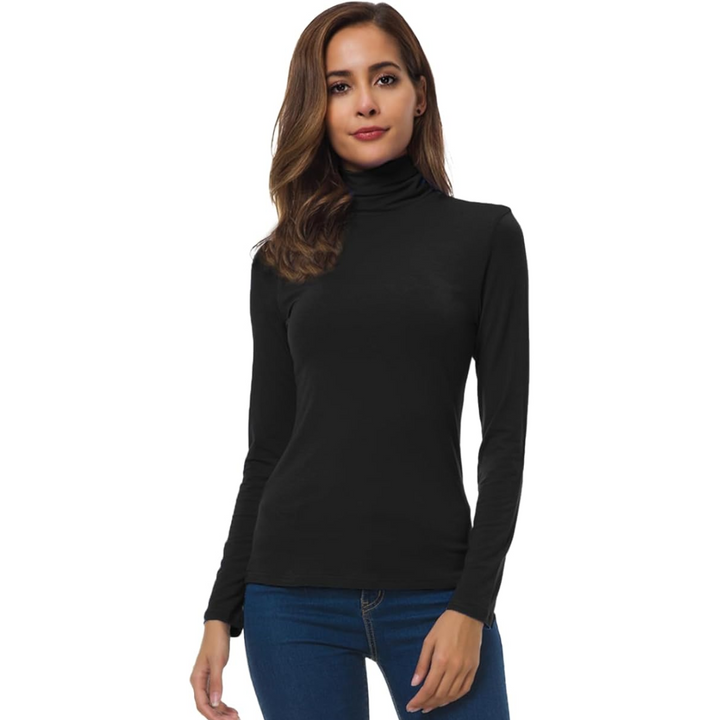 Slim Fit Women's Turtleneck - Petra-Black-S-Nora Luxe