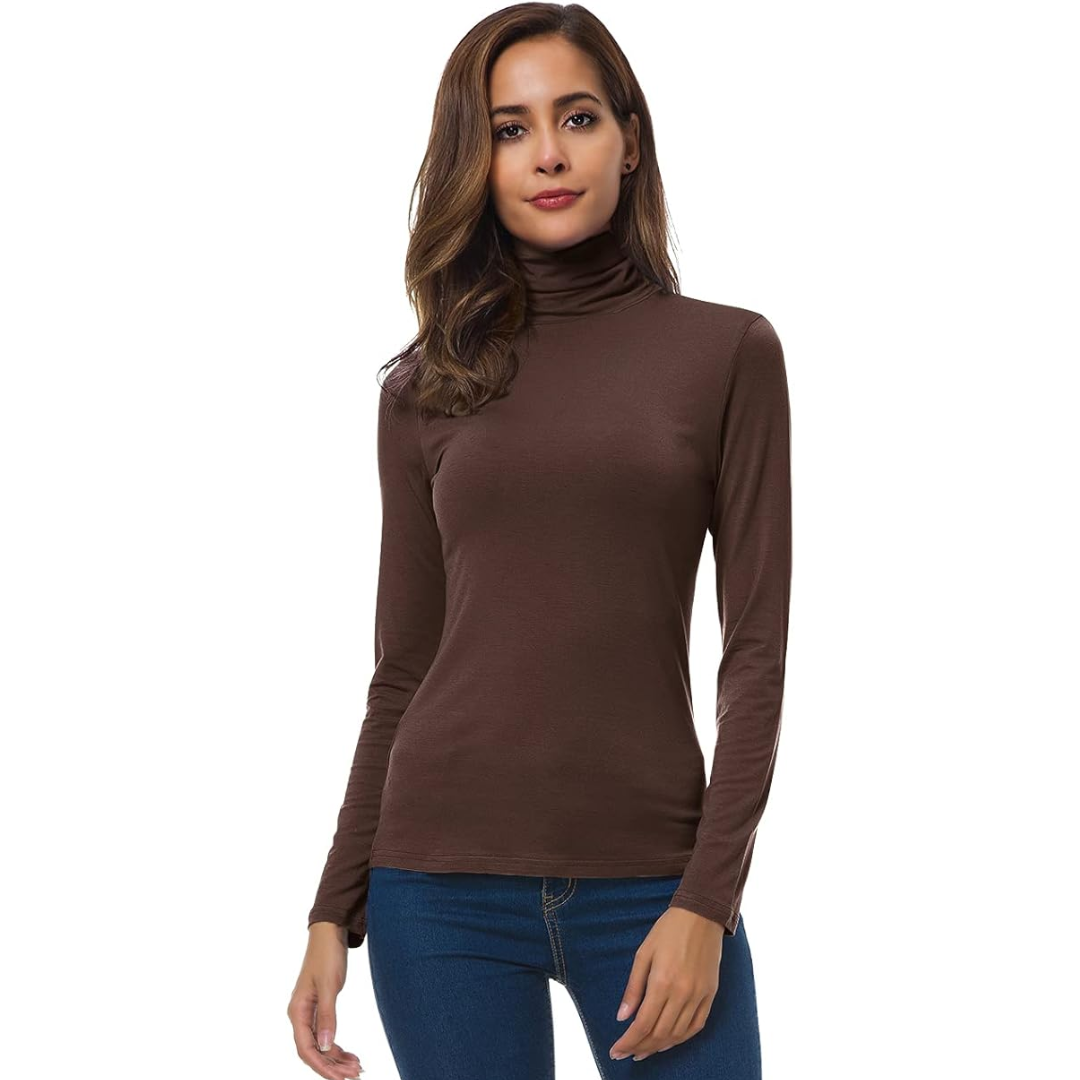 Slim Fit Women's Turtleneck - Petra-Coffee-S-Nora Luxe