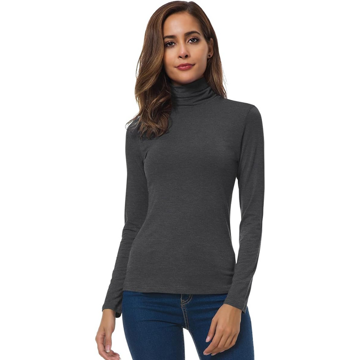 Slim Fit Women's Turtleneck - Petra-Dark Gray-S-Nora Luxe