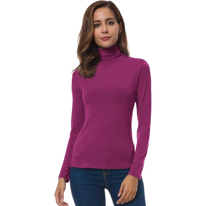 Slim Fit Women's Turtleneck - Petra-Fuchsia-S-Nora Luxe