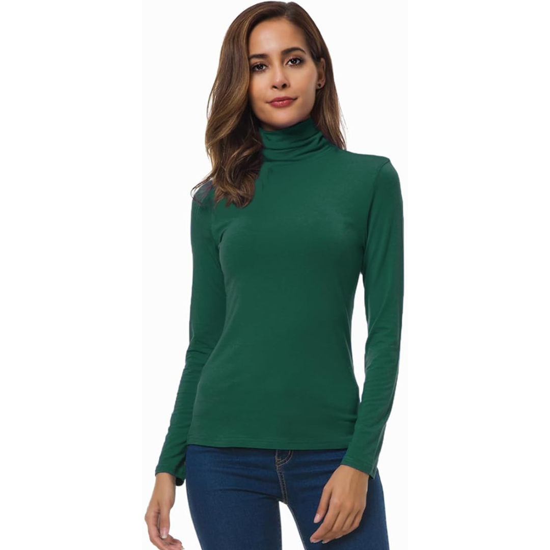 Slim Fit Women's Turtleneck - Petra-Green-S-Nora Luxe