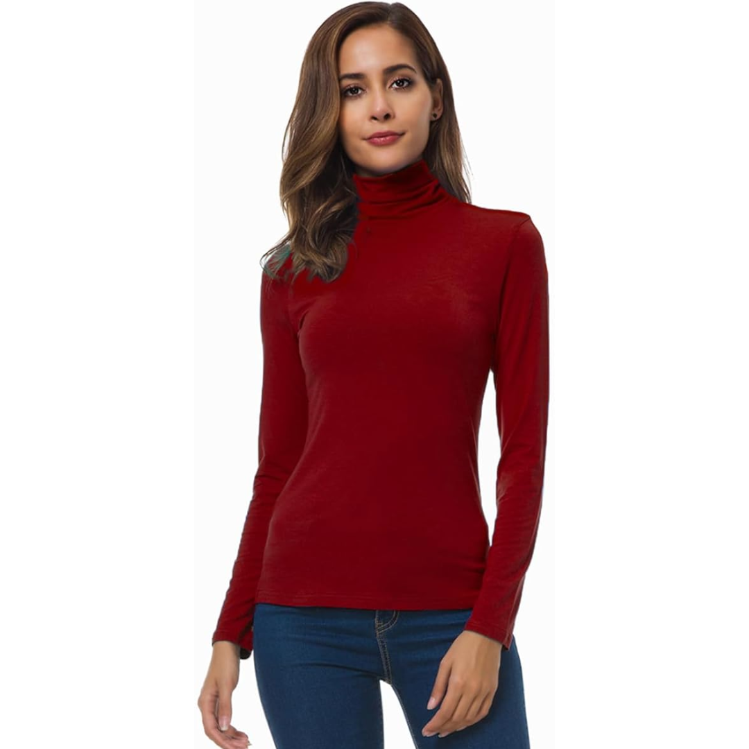 Slim Fit Women's Turtleneck - Petra-Red-S-Nora Luxe