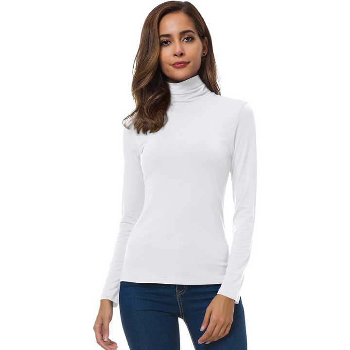 Slim Fit Women's Turtleneck - Petra-White-S-Nora Luxe