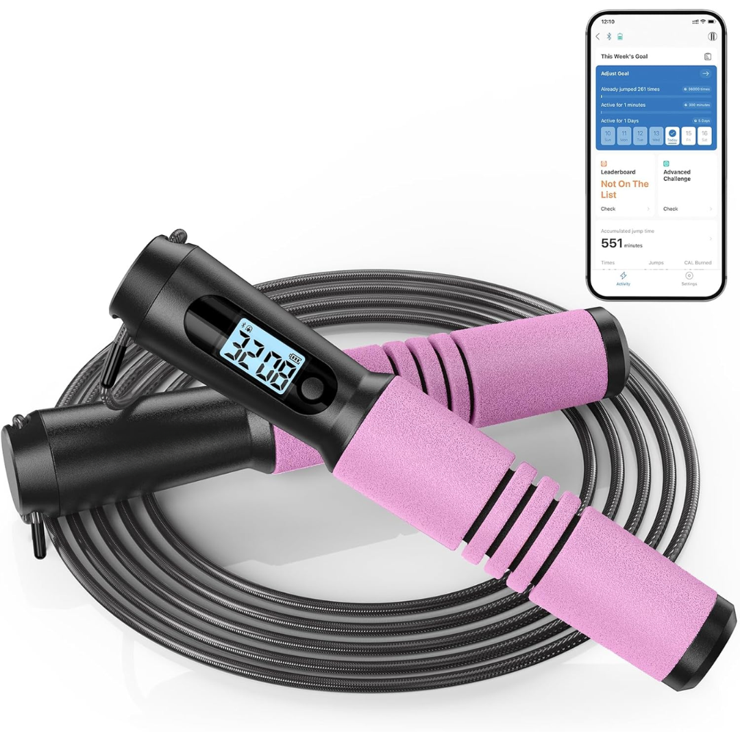 Slim Jump Rope with APP Tracking & Tangle-Free Design-Black-Nora Luxe