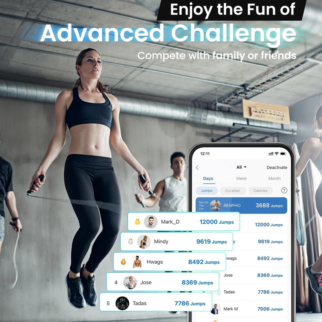 Slim Jump Rope with APP Tracking & Tangle-Free Design-Black-Nora Luxe