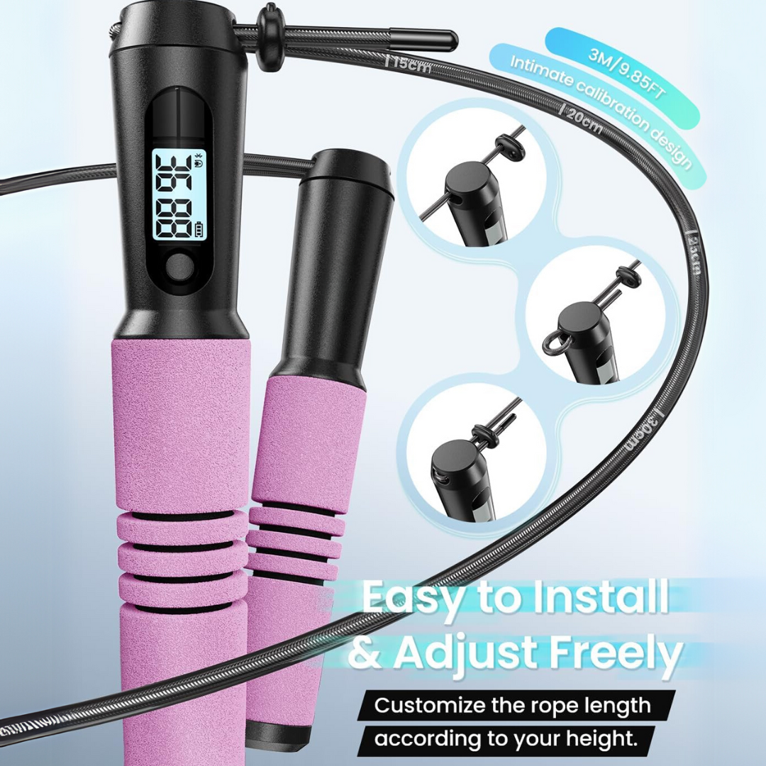 Slim Jump Rope with APP Tracking & Tangle-Free Design-Black-Nora Luxe