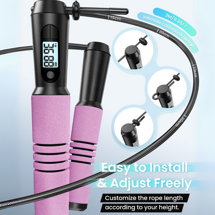 Slim Jump Rope with APP Tracking & Tangle-Free Design-Black-Nora Luxe