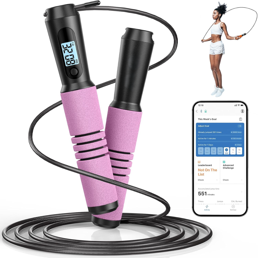 Slim Jump Rope with APP Tracking & Tangle-Free Design-Pink-Nora Luxe