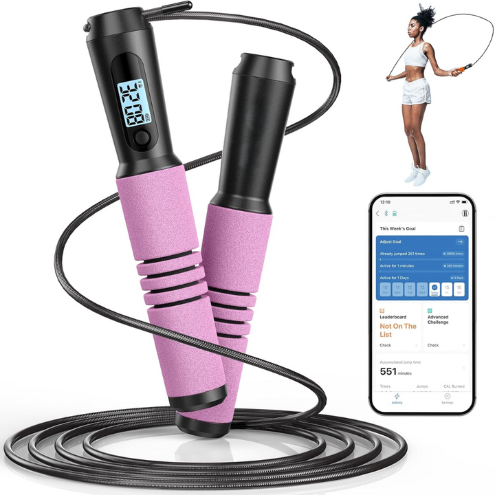 Slim Jump Rope with APP Tracking & Tangle-Free Design-Pink-Nora Luxe