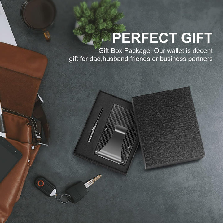 Slim RFID-Blocking Wallet made of Carbon Fibre with Money Clip - CarbonVault-Black-Nora Luxe