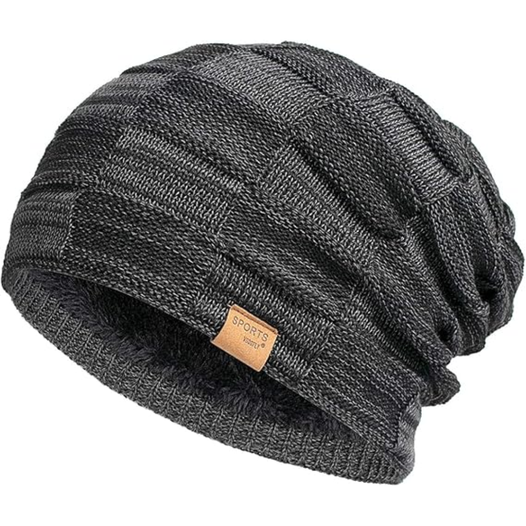 Slouch Beanie – Warm Knitted Winter Hat - Luca-Black-Nora Luxe