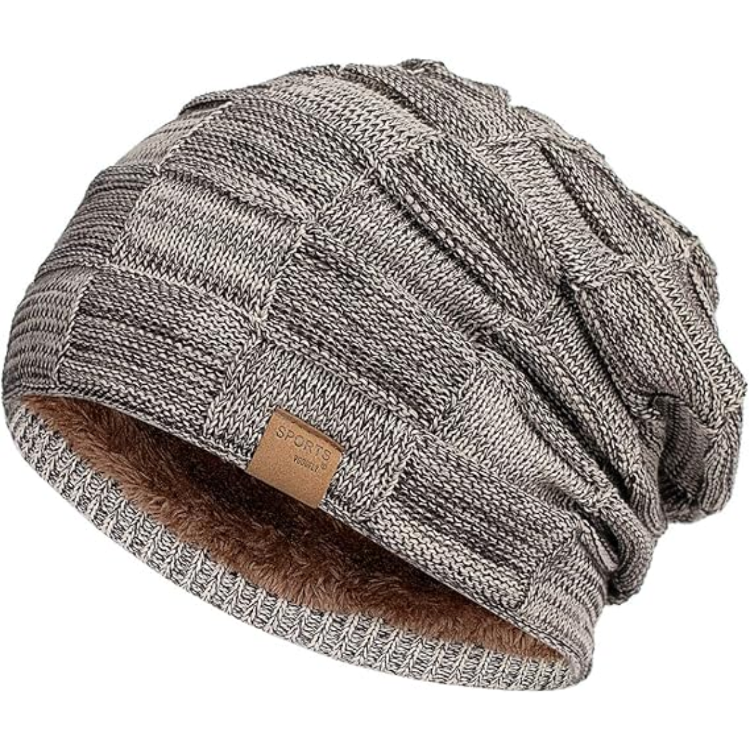 Slouch Beanie – Warm Knitted Winter Hat - Luca-Brown-Nora Luxe