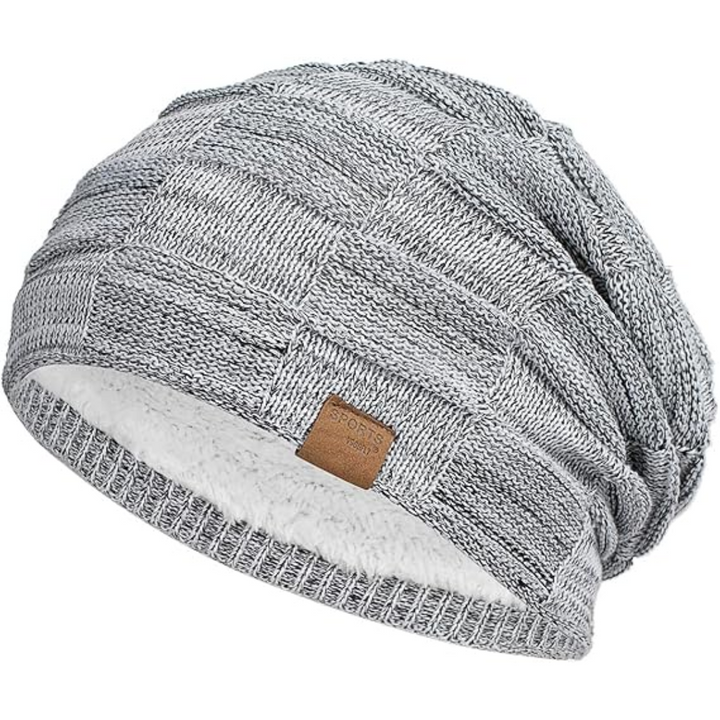 Slouch Beanie – Warm Knitted Winter Hat - Luca-Light Gray-Nora Luxe