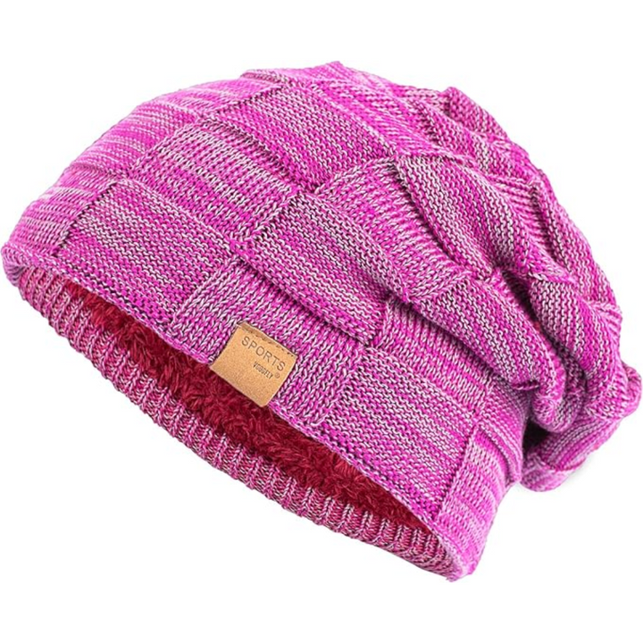 Slouch Beanie – Warm Knitted Winter Hat - Luca-Pink-Nora Luxe