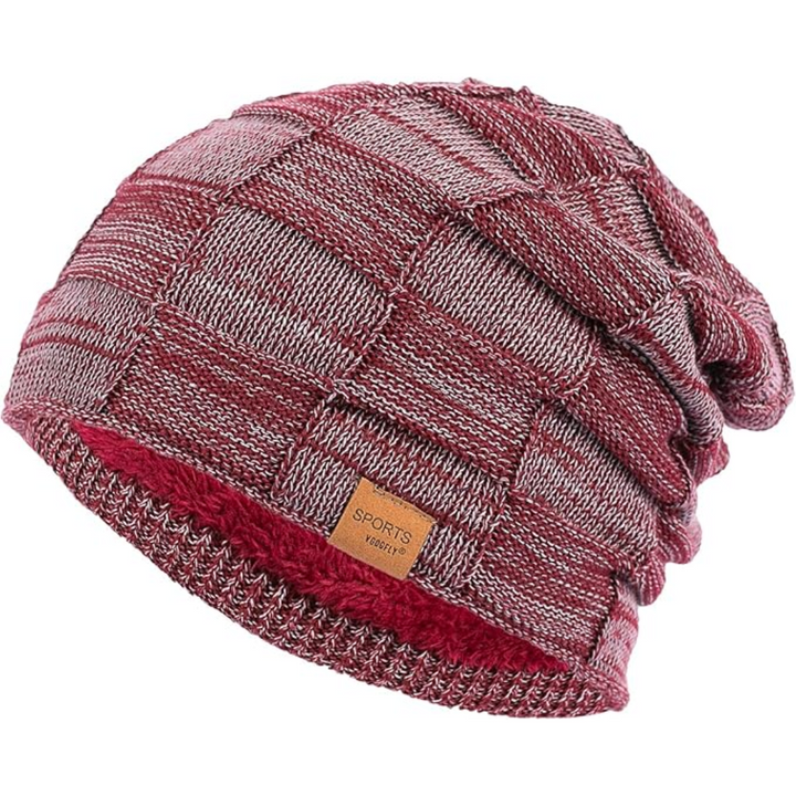 Slouch Beanie – Warm Knitted Winter Hat - Luca-Red-Nora Luxe