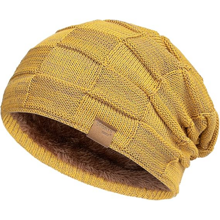 Slouch Beanie – Warm Knitted Winter Hat - Luca-Yellow-Nora Luxe