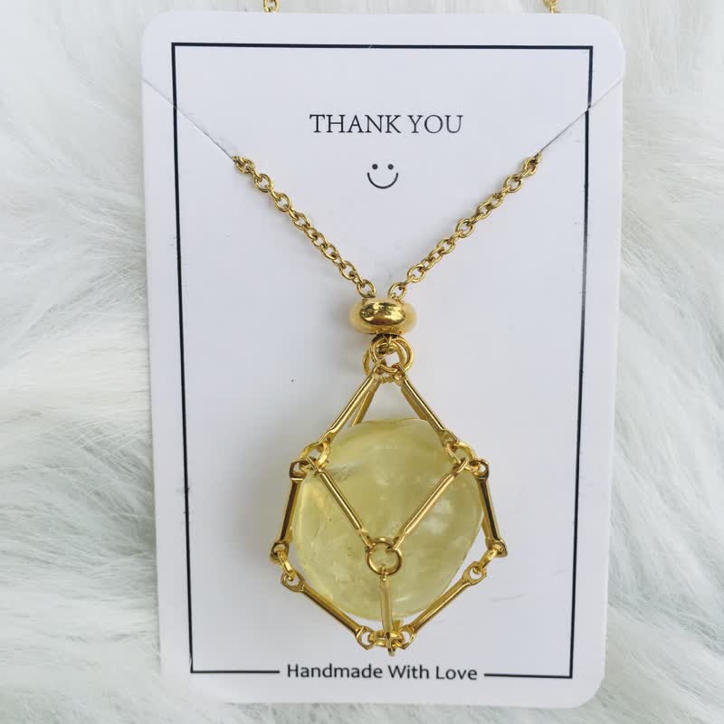 Small Natural Crystal Stone Bracelet Necklace - Iris-Citrine-Gold-Nora Luxe