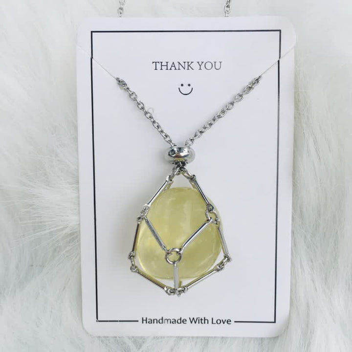 Small Natural Crystal Stone Bracelet Necklace - Iris-Citrine-Silver-Nora Luxe