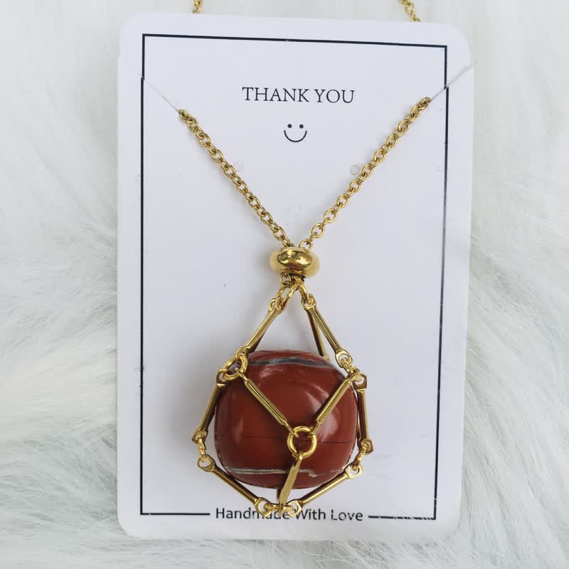 Small Natural Crystal Stone Bracelet Necklace - Iris-Red Jasper-Gold-Nora Luxe
